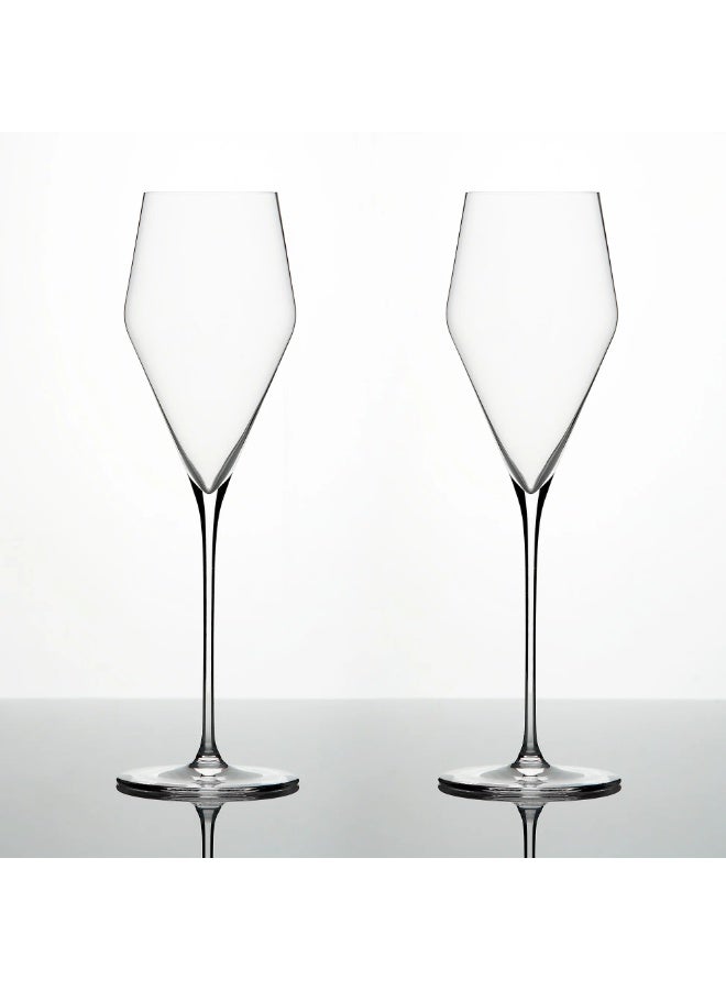 Set of 2 Ultra-Thin and Light Lead-Free Crystal Champagne Flutes, Hand-Blown Glass with Precision-Angled Curve, Perfect for Champagne, Prosecco, Sparkling Wine, Cava and Spumante - Image 1